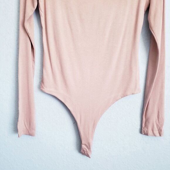 Naked Wardrobe Tan Long Sleeve Thong Bodysuit - Picture 2 of 7